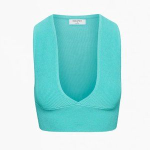 Babaton Sculpt Knit Deep V Tank TURQUOISE BLUE